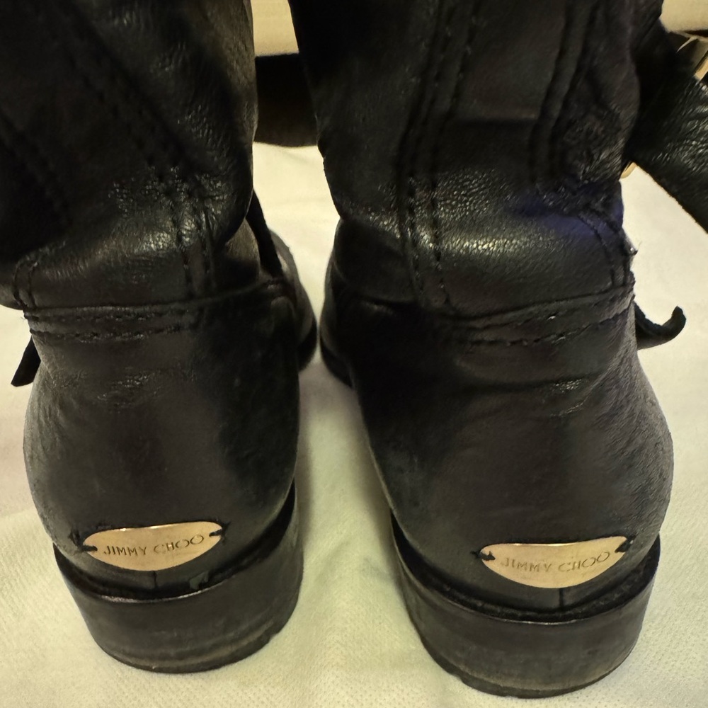 Jimmy Choo Leather Biker Boots - Black